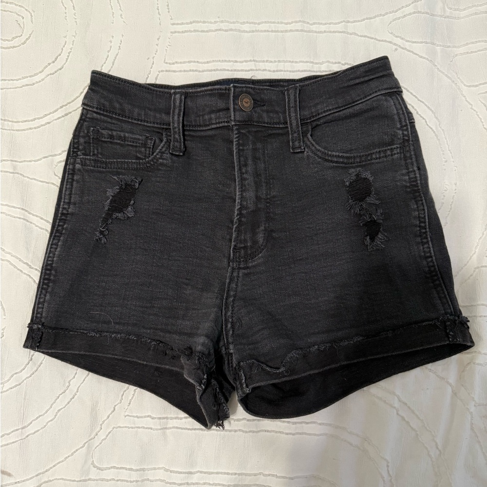 Hollister Black Distressed Denim Shorts